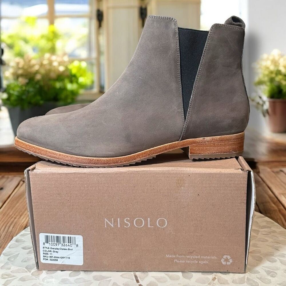 NISOLO Anthropologie $228 Chelsea Boots Women’s 11 Leather Ankle NEW Sustainable - Picture 3 of 13